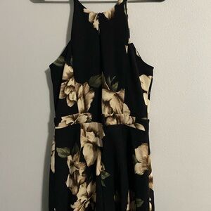 Soprano Black and Cream Floral Backless Dress